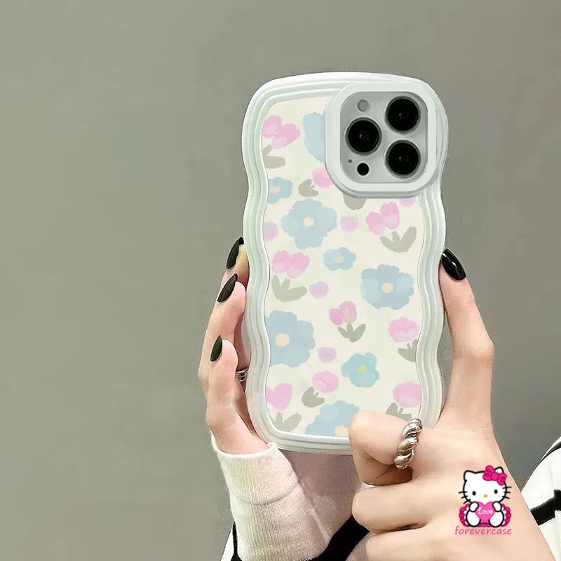 Vivo Y36 Y35 Y22 Y02s Y16 Y15s Y21s Y12 Y22s Y17 Y11 Y75 V25E V21 V23E V20 V25 Y15A Y21 Y33s Y12i Y12A Y20s G Y53 Y30 Y11s Y91C Y91 Y20 Watercolor Fresh Flowers Casing Tepi Gelombang Lembut