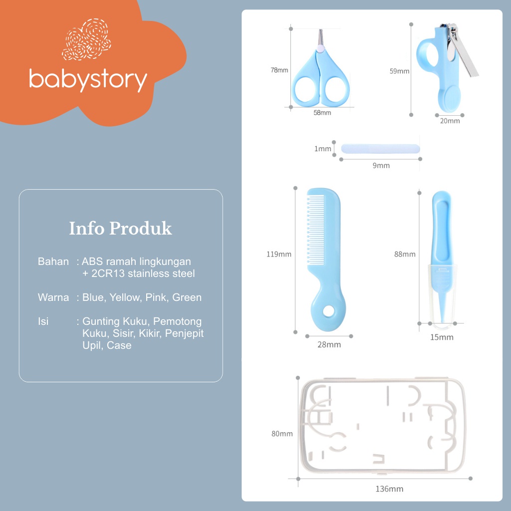 Baby Nail and hair kit 5 in 1 baby care kit sisir bayi gunting kuku bayi