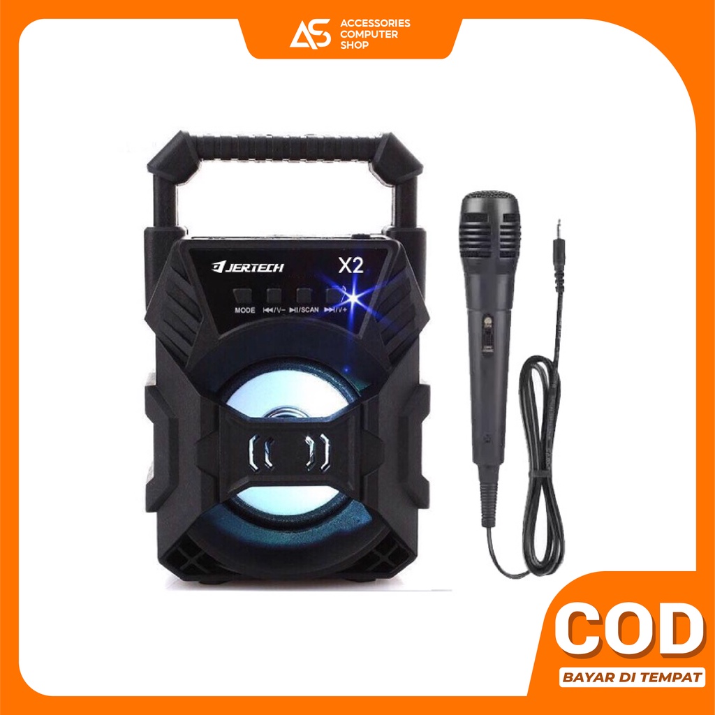 Speaker Bluetooth Tenteng Portable Jertech X2 Bisa Radio, USB, Micro SD FREE MIC