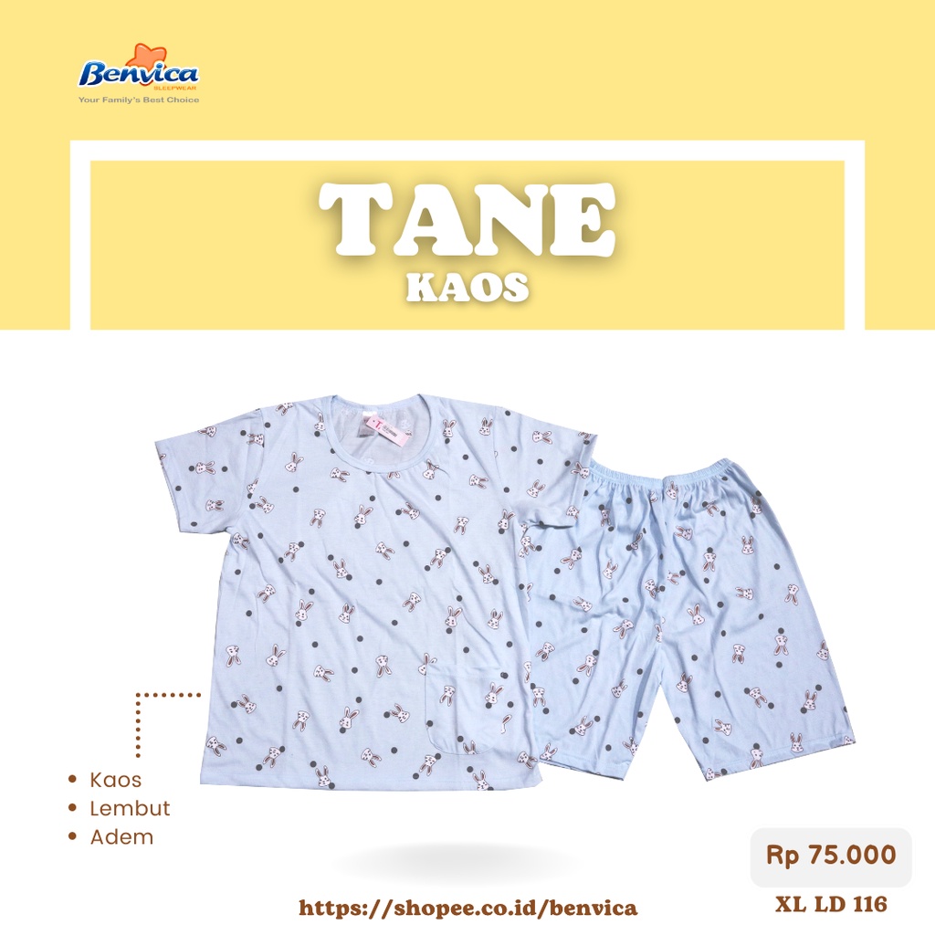 BAJU TIDUR SETELAN PENDEK XL KAOS TANE - D