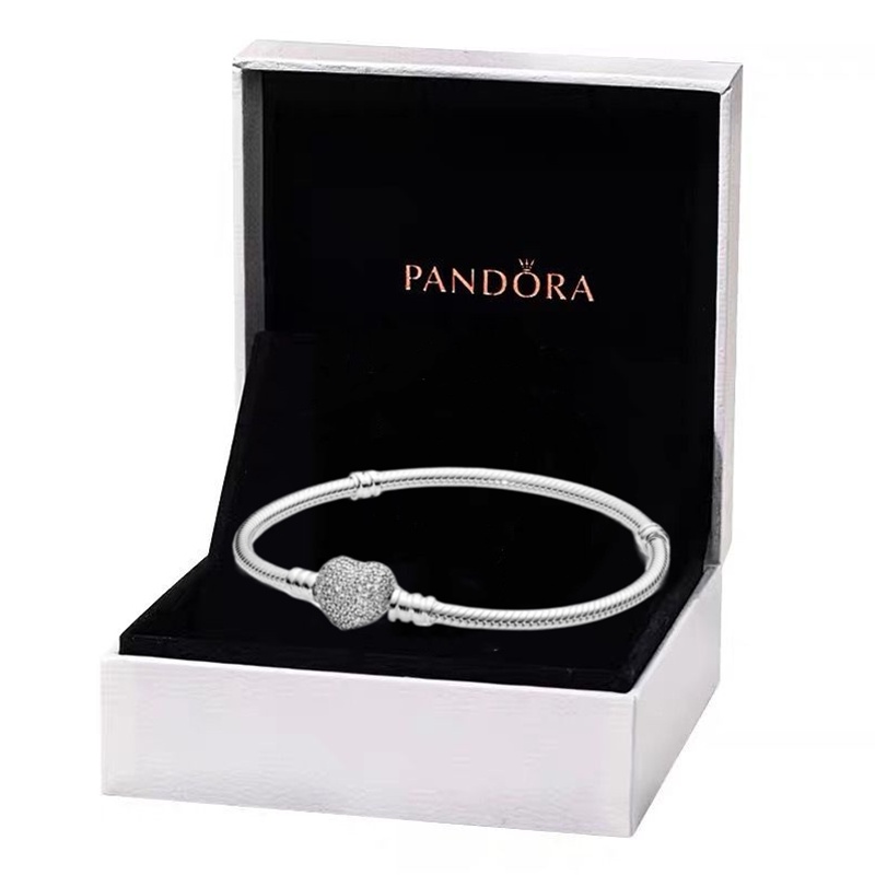 Pandora Gelang Manik-Manik925 Perak925 Micro-Set Berlian Hati Gelang Unisex Hadiah Perhiasan DIY