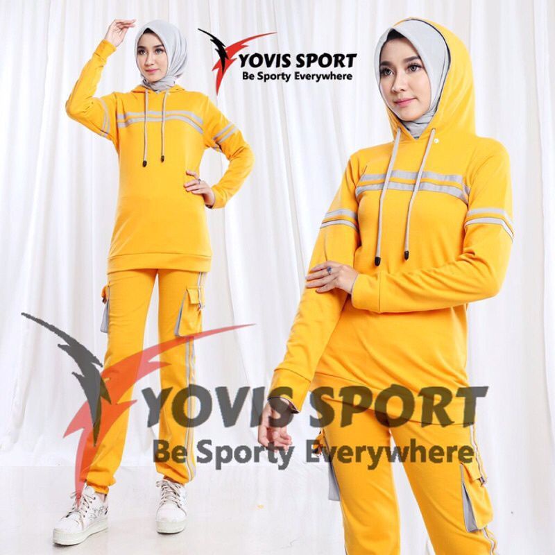 HARGA PROMO Setelan Senam Hoodie Jumbo Yovis Sport Original