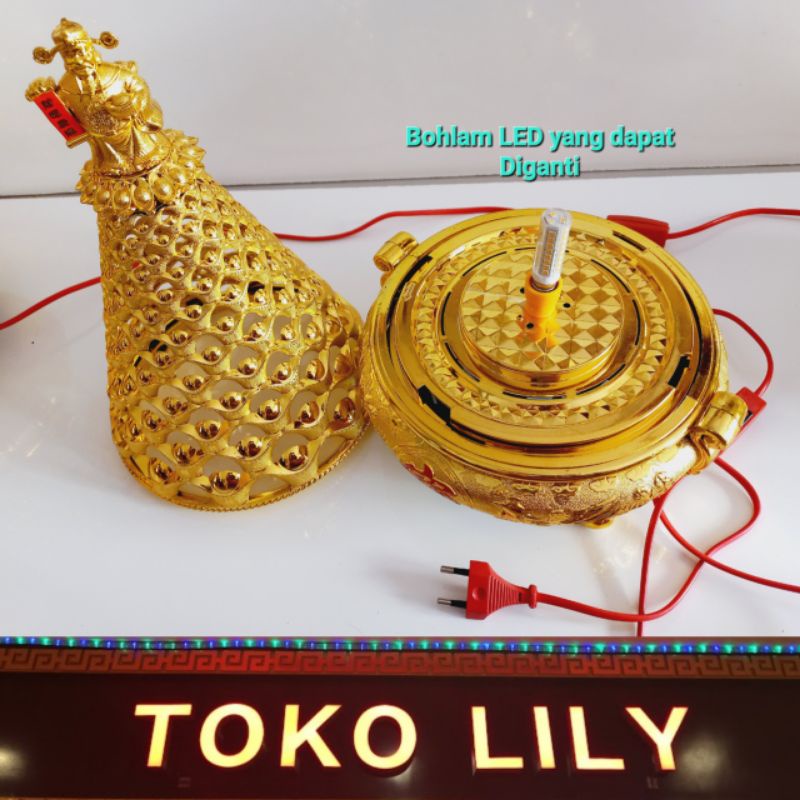 Lampu Meja Fu Imlek / Lampu Putar Hoki Imlek / Dekorasi Lampu Hoki Imlek