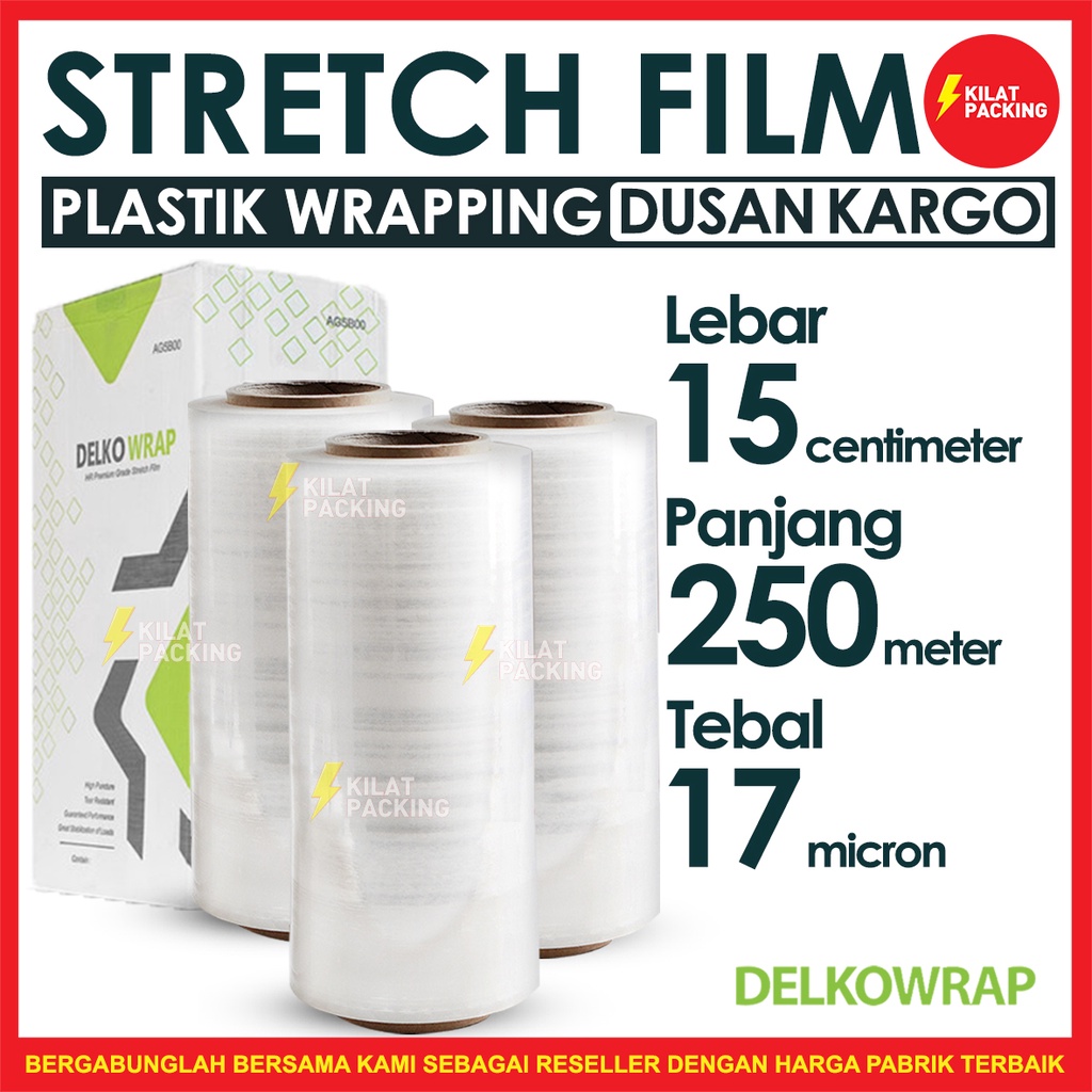 

Stretch Film Bening 15 CM x 250 M Plastik Wrapping Delkowrap MURAH 1 DUS 12 Roll