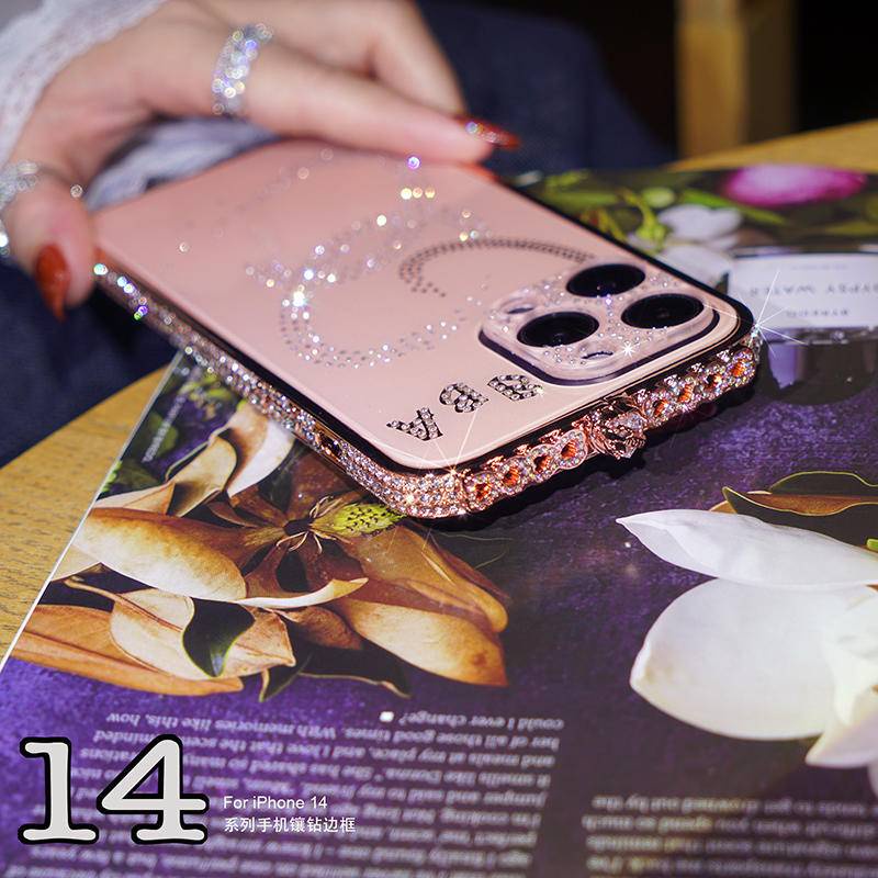 IPHONE Bling Berlian Mibile Ponsel Bumper Armor Case Untuk iPhone14 13 12 11 Pro Plus Case Glitter Berlian Imitasi Bingkai Logam Untuk iPhone14 iPhone13 iPhone12 iPhone11