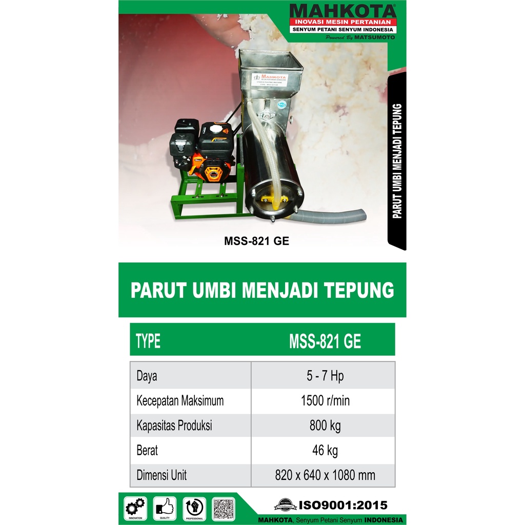 Mesin Penepung Ubi Tepung Tapioka MAHKOTA MSS-821GE / Mesin Penggiling Gilingan Ubi Ubian Singkong Jadi Tepung MSS 821 GE MSS-821GE