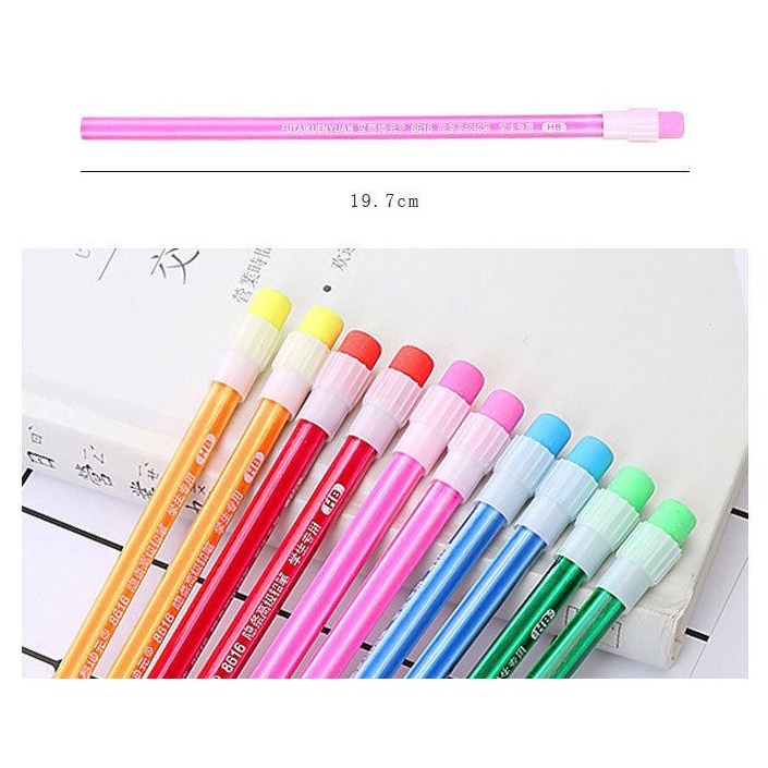 10pcs Pensil Pencil Penghapus HB Warna Warni Set GM-ST0194