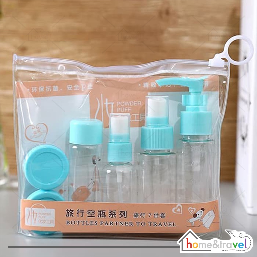 HOVELSHOP Botol Kosmetik Travel Set Sabun Cair Spray Pump Free Pouch