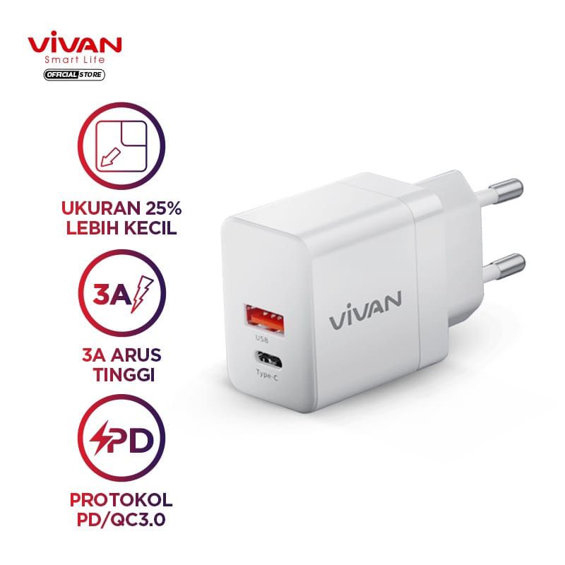 VIVAN POWER 35 ADAPTOR CHARGER DUAL PORT QUICK CHARGER 35W