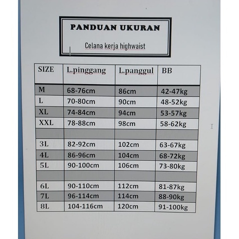 Celana kerja pinggang karet HIGHWAIST muat BB43-100kg PREMIUM