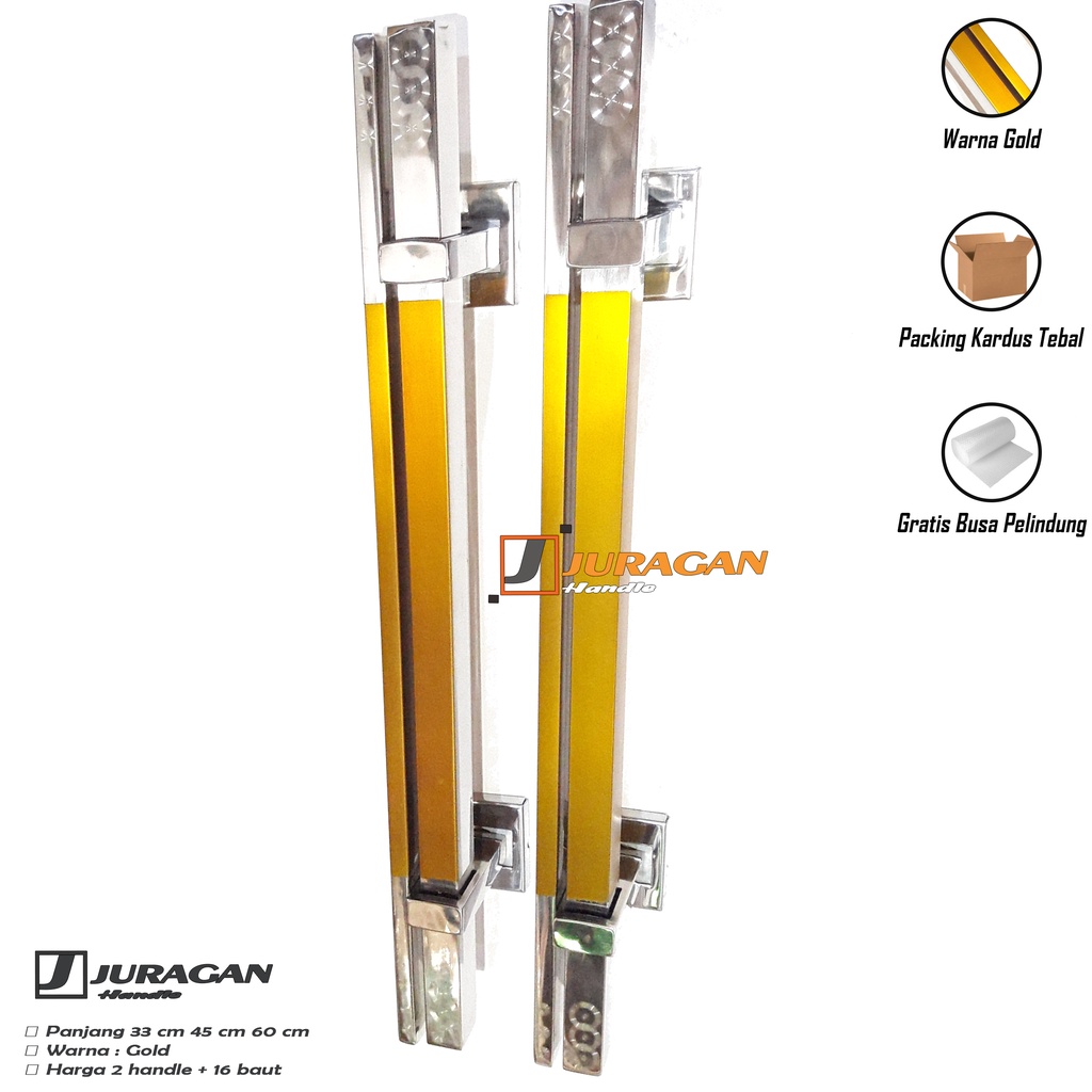 gagang pintu 2 handle pintu 60 cm hendel kamar tarikan pintu minimalis twin gold tebal asli stenlis