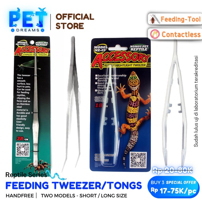 FEEDING TONGS TWEEZER REPTIL PINSET CAPITAN JANGKRIK ULAT DUBIA MENCIT