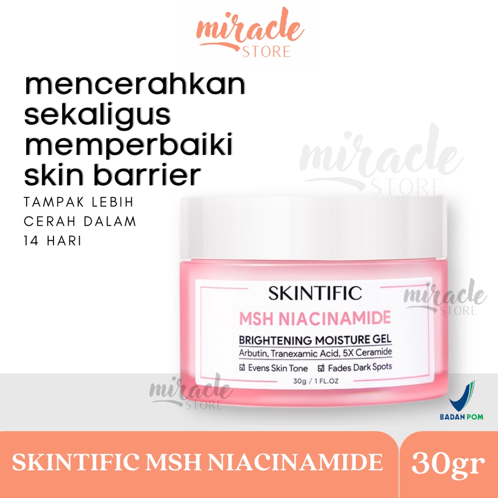 SKINTIFIC MSH Niacinamide Brightening Moisturizer Glowing Moisture Gel 30g Cream Pemutih Wajah Pelembab Wajah Day