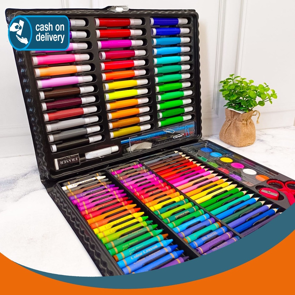 

ART SET MEWARNAI 150 PIECE CRAYON STAPLES RAUTAN CAT AIR OIL PASTEL COD