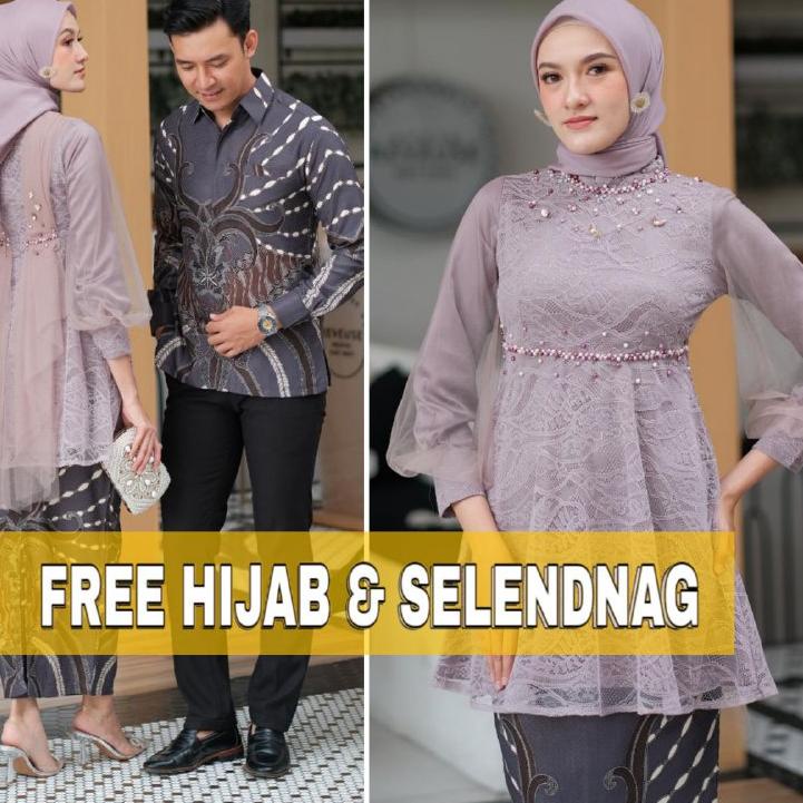 Langsung Kirim Kebaya Couple Nadine Free HIjab Kebaya Batik Couple Modern Kebaya Couple Lamaran