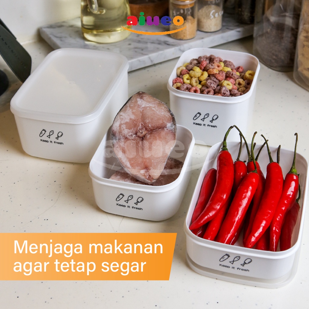 AIUEO | Kotak Penyimpanan Dapur Makanan Buah Sayuran Kulkas Plastik Serbaguna | Kotak Anti tumpah | Kotak serbaguna murah