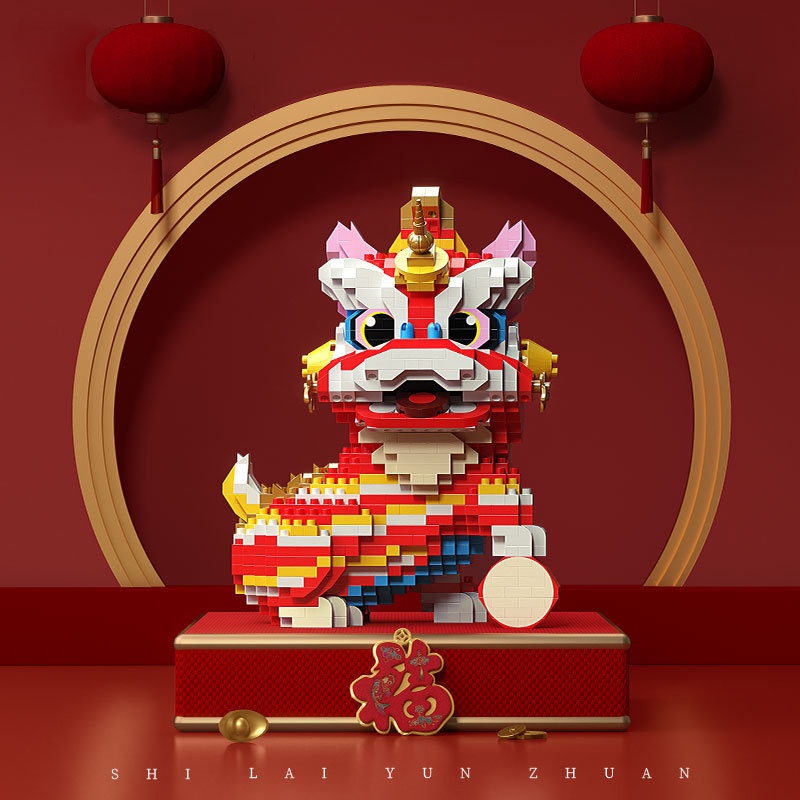 Hadiah Mainan Blok Bangunan Rising Lion