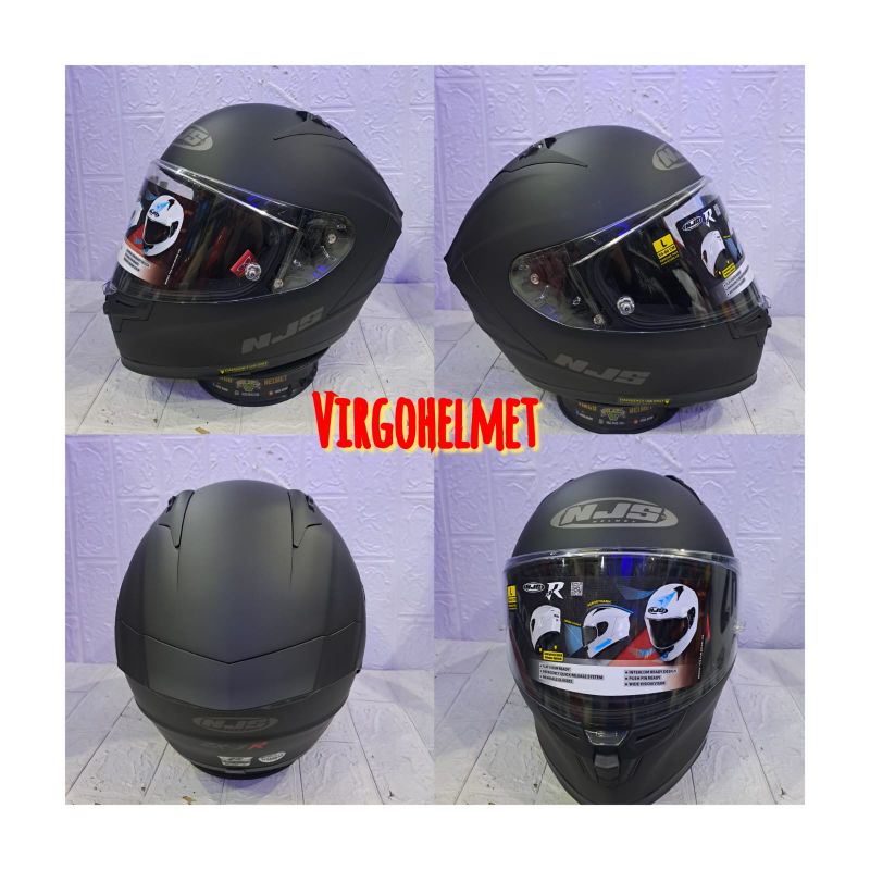 NJS HELM FULLFACE ZX-1 R SOLID BLACK DOFF ORIGINAL 100%(ongkir termurah 2kg)