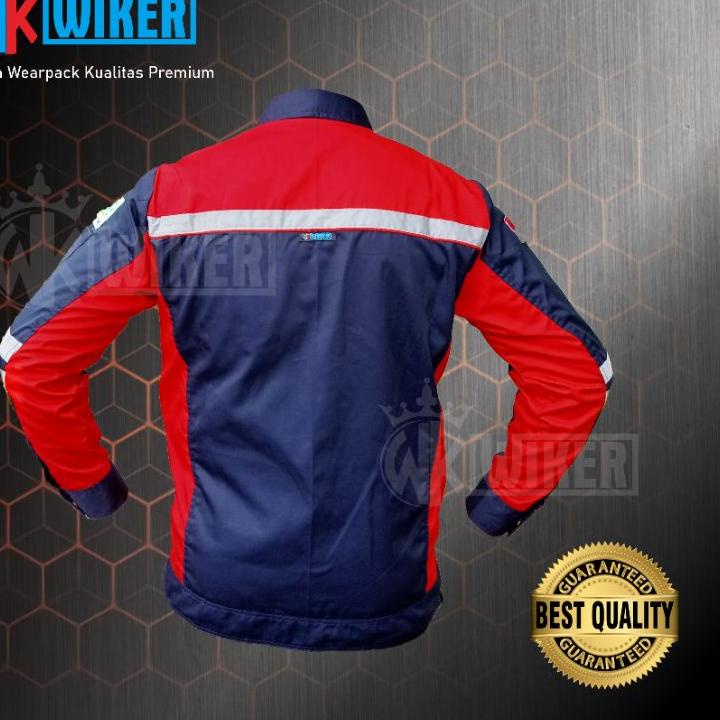 Wearpack Safety Navy Merah - Baju Proyek - Werpack Kerja - Baju Safety - Jaket Werpack Wiker - Werpa