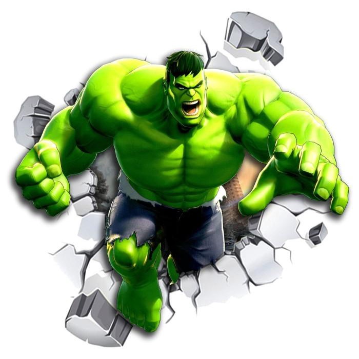 Stiker Dinding Wall Sticker 3D Hulk Superhero Marvel Resize