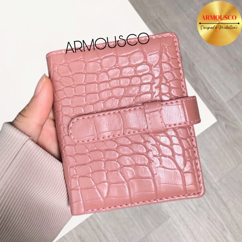 DOMPET KARTU PRIA WANITA ALBUM KULIT POLOS TUTUP KANCING TERMURAH