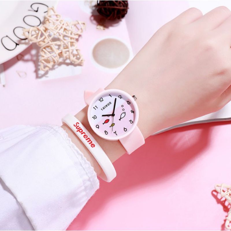 (Cod)Jam Tangan Wanita Fashion Korea shinuo Jarum Strap Karet(Dikirim Jakarta)