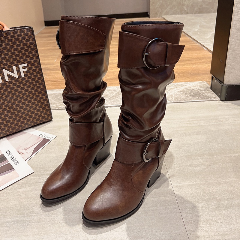 ✅PINKEY P119 Boots/Sepatu Winter Overknee Leather Kulit Fashion Wanita