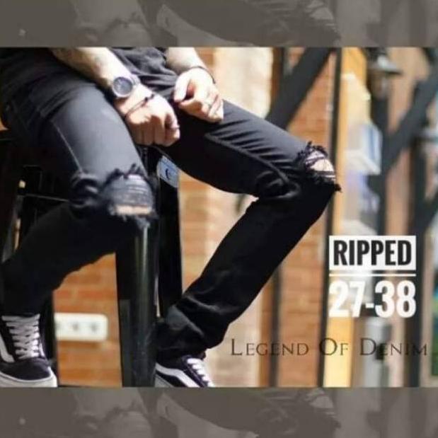 BTR.21De22ᴾ ‑ Celana jeans sobek lutut original | jeans sobek pria | skiny jeans sobek lutut jumbo