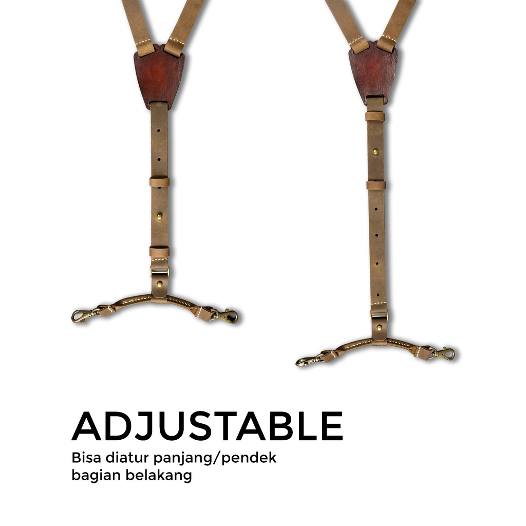 Exclusive 1 set Aksesoris Suspender dan Bowtie Vintage Kulit mewah (LESLEY WOODY)