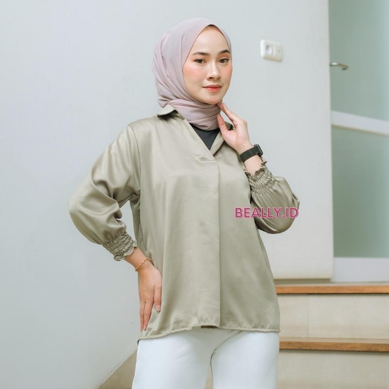 Blouse Kerah Kara V-Neck Satin