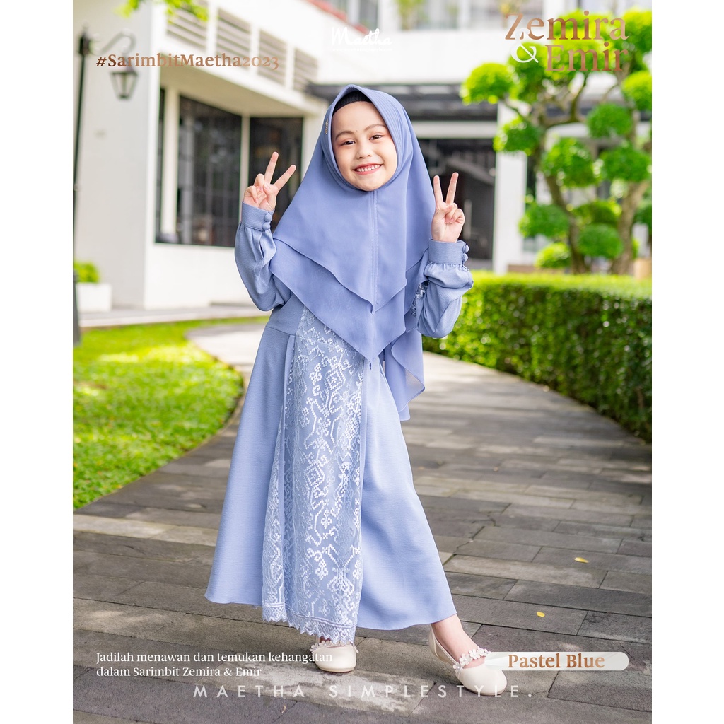 Maetha - Gamis Muslim Anak Zemira Series-Pastel Blue