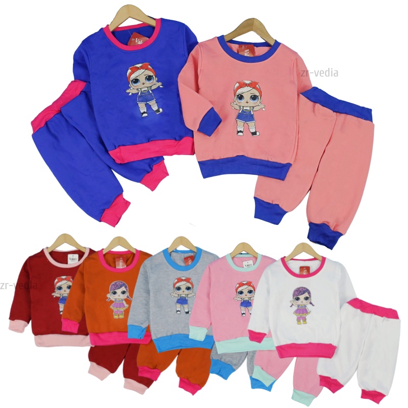 Setelan Cookie uk 1-2 Tahun / Baju Lengan Panjang Set Sweater Karakter &amp; Jogger Anak Cewek DOLL Celana Bahan Adem ZR Vedia