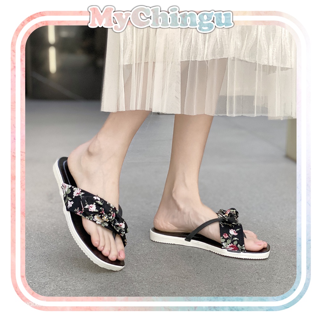 ❀ Chingu ❀ SA025 Sandal Bunga Wanita Sendal Slop Wanita Sandal Fashion Wanita Murah Sandal Cewek