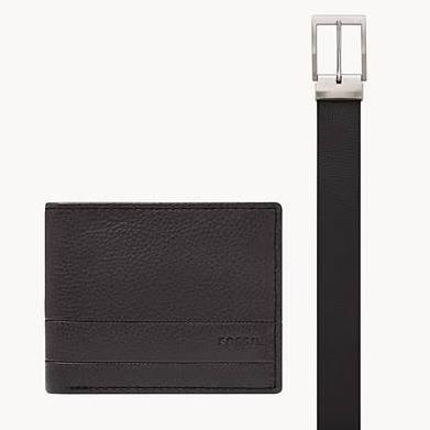 Fossil Enric Set Dompet Dan Ikat Pinggang Kulit Asli Dengan Gift Box Termurah