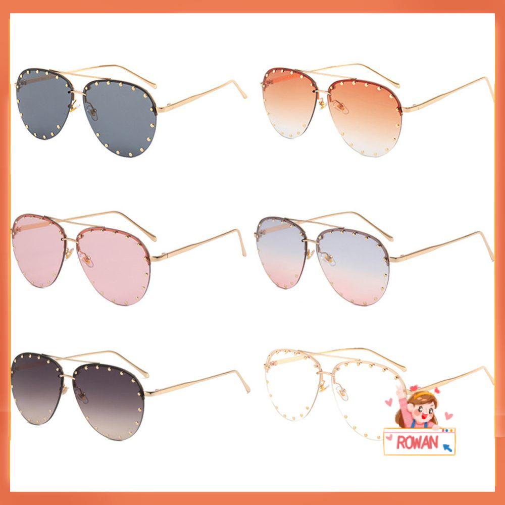 R-flower Metal Sunglasses Trendy UV400 Rivet Nuansa Pria