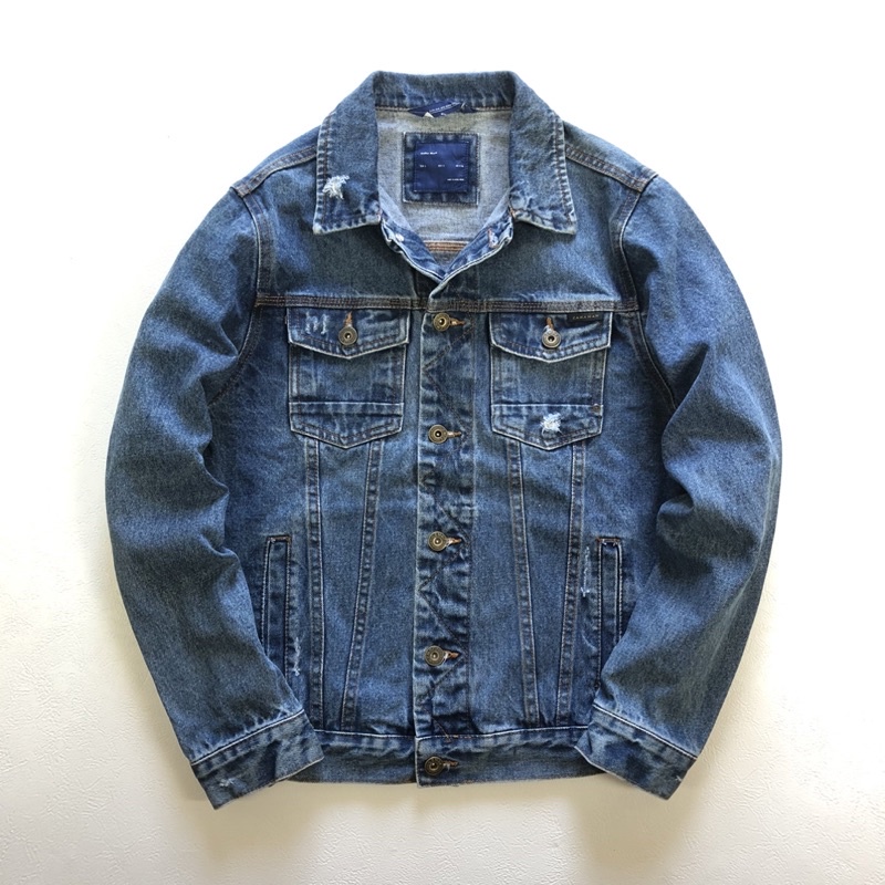 Zara man Ripped Denim jacket