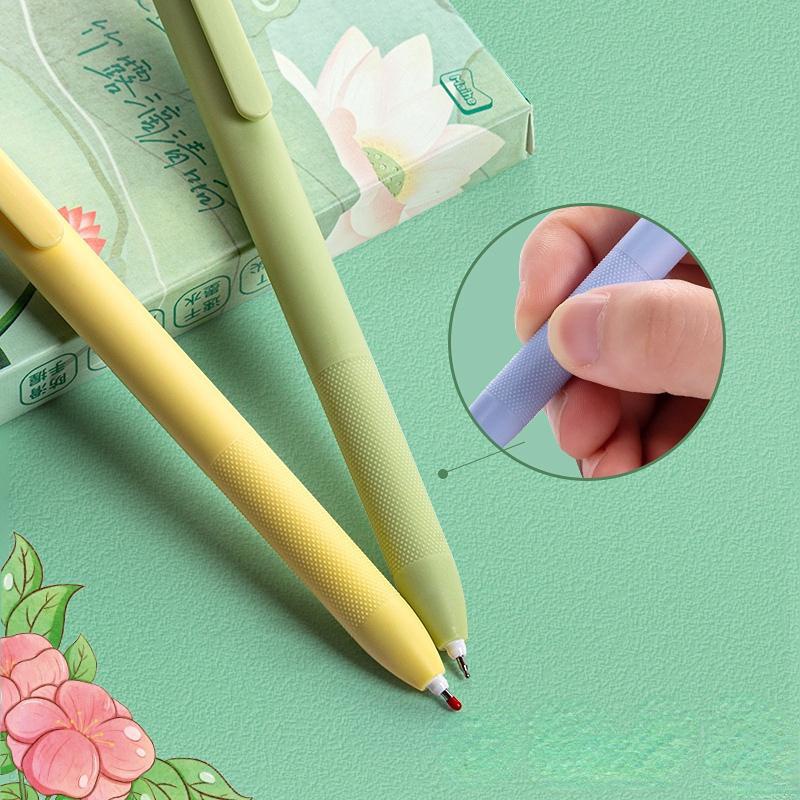 6 Pcs/set Candy Color Press Pen Warna Solid Pena Netral Kreatif Hitam Tanda Tangan Pena Perlengkapan Alat Tulis Siswa