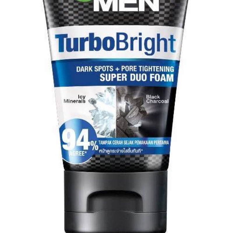 Garnier Men Turbo Bright (Power White) Super Duo Foam Cleanser 100 ml Facial Wash Pria Sabun