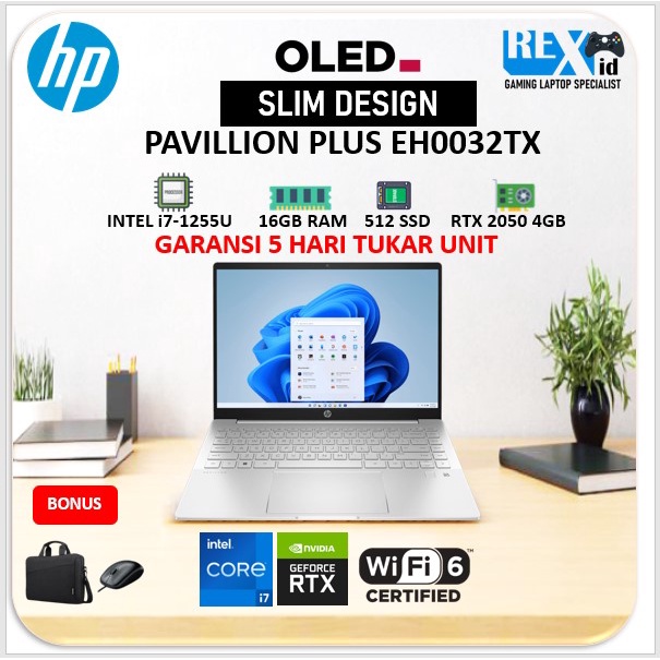 Laptop HP PAVILLION PLUS EH00032TX RTX 2050 i7 1255U OLED