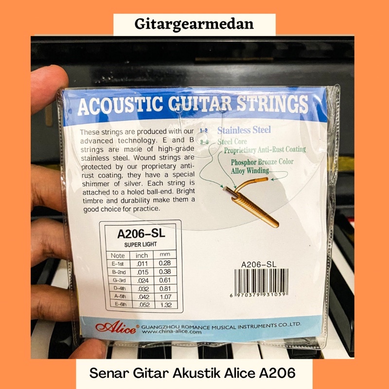SENAR TALI GITAR AKUSTIK 1 SET ISI 6 ALICE A206