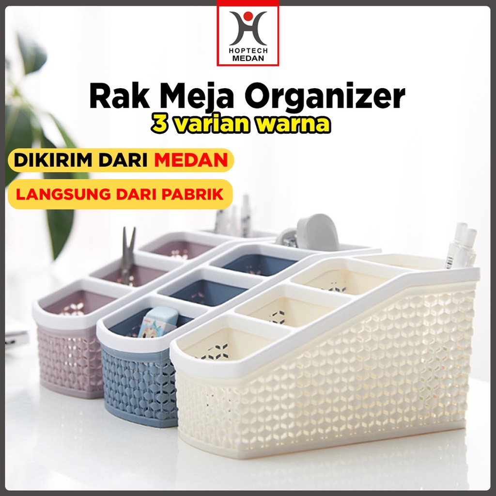 Storage basket 4 sekat 3 warna | Rak Meja Kantor Organizer | Serbaguna