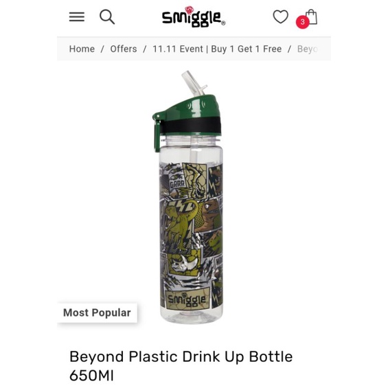 botol minum smiggle original beyond khaki dino