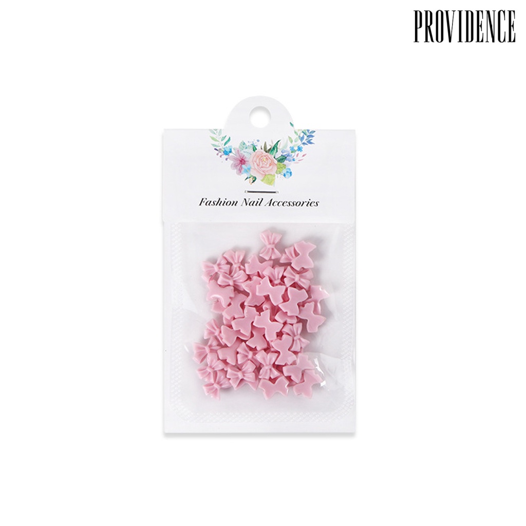 Providence 50Pcs Manicure Decor Tiga Dimensi Tidak Luntur Anti-drop Dasar Datar DIY Resin Busur Kuku Kuku Manicure Dekorasi Manicure Store Supply