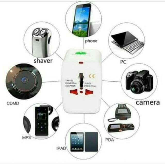 Travel Adaptor internasional colokan listrik universal steker all in1 EU AU UK US Plug multifungsi Colokan Stop Kontak