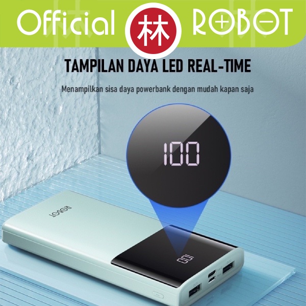 Robot RT190S Powerbank 10000mAh LED Display Dual Input Output Type-C &amp; Micro New RT190