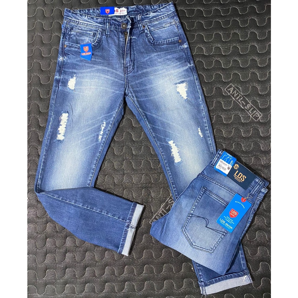 celana jeans pria LDS slimfit distro terbaru model sobek