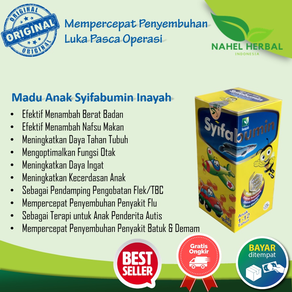 Kemasan Baru Obat Gemuk Penambah Nafsu Makan Anak 1- 10 Tahun Madu Anak Syifabumin Plus Ikan Gabus F