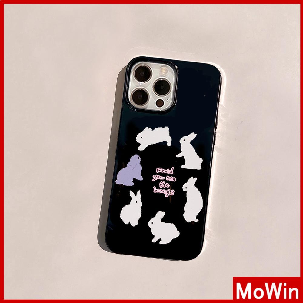 For iPhone 14 Pro Max iPhone Case Gloss Black TPU Soft Case Shockproof Protection Camera Rabbit Cartoon Cute Compatible For iPhone 13 Pro max 12 Pro Max 11 Pro Max xr xs 7Plus 7 8