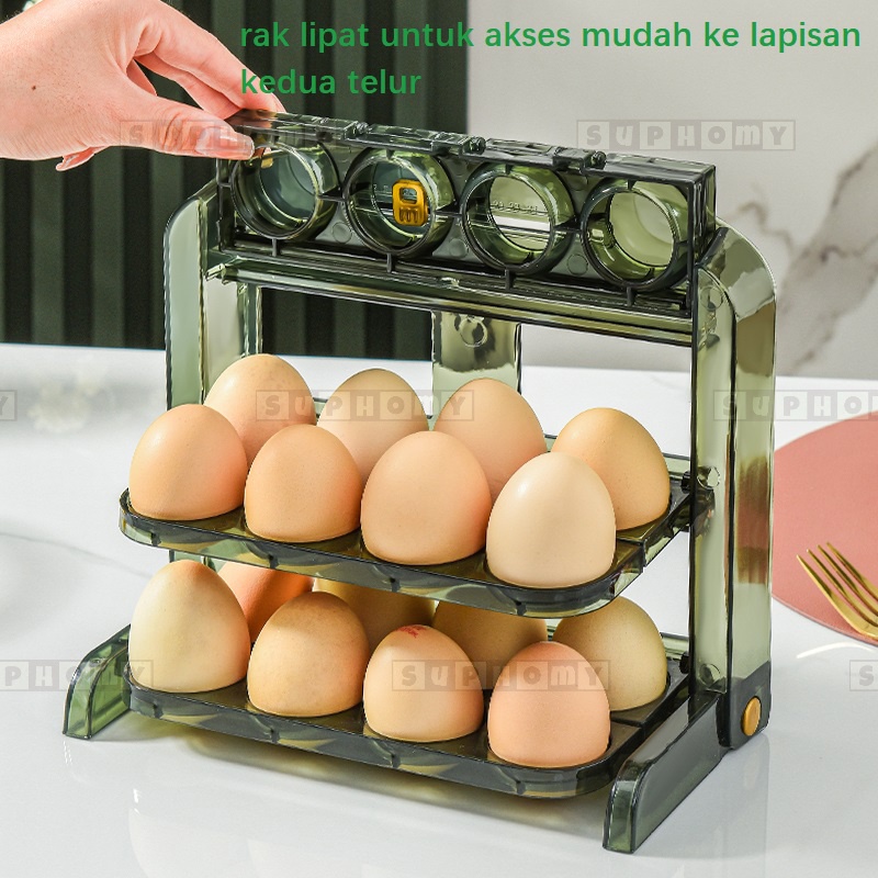 3 Tier Egg Holder Egg Storage Box Organizer/Rak Telur 3 Layers Egg Box/Kotak Penyimpanan Telur Rak Serbaguna 24 Lubang