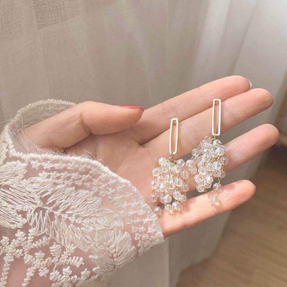 Anting Mutiara Tetesan Air Kreatif Anting Mutiara Gaya Korea Temperamen Anting Kristal